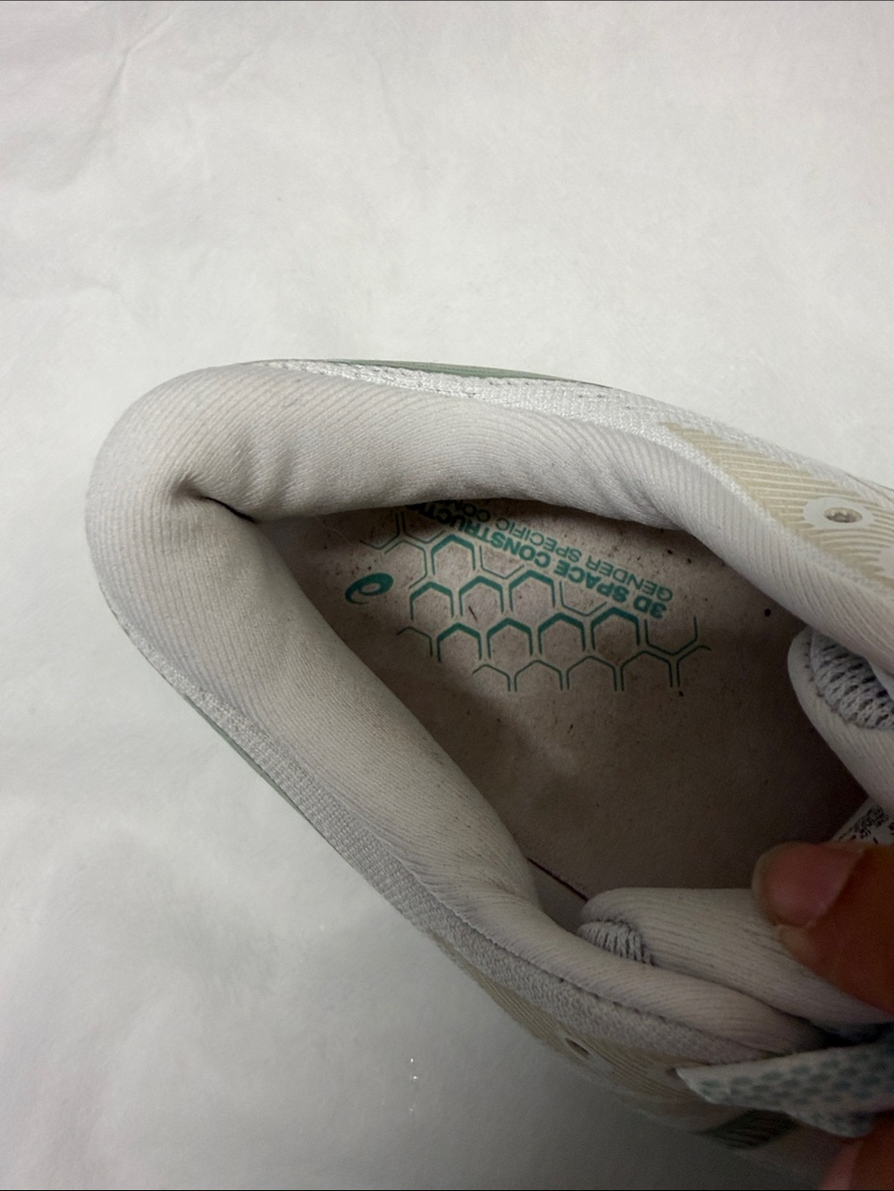 Asics White and Mint Green Women's Athletic Running Shoes - Picture 5 of 16
